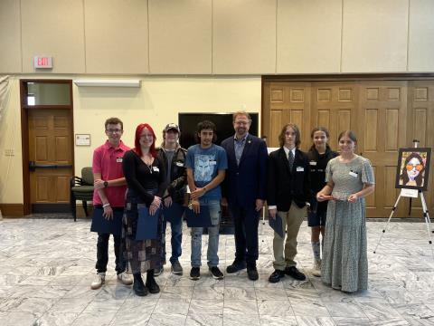 Colin Simmons, Selah Pace, Dylan Merrill, Austin Owen, Congressman Edwards, Seaborn Thurman, Julius Hensley and Christina Cannon